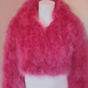 Topshop marabou feather jacket